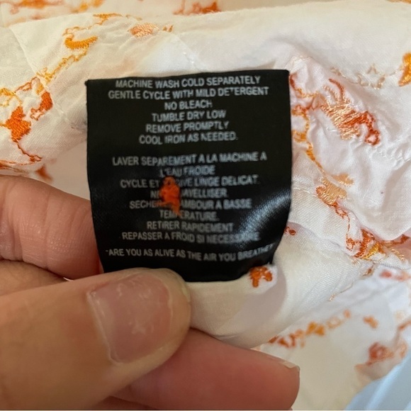 Volcom White with Orange Embroidered Pixie Dust Button Front Cami Tank - Picture 7 of 10